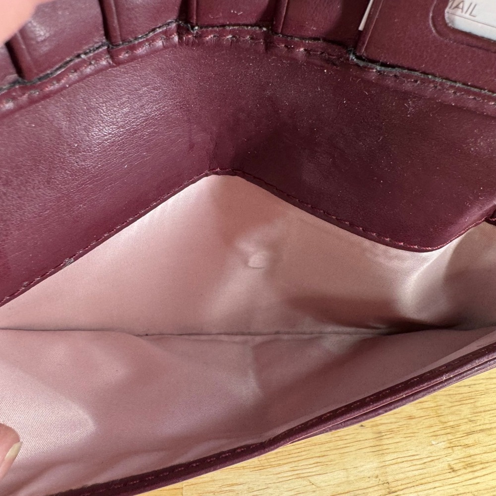 Coach Womens Cherry Red Crinkle Patent Leather Slim Envelope Wallet Logo Plate - Picture 9 of 11